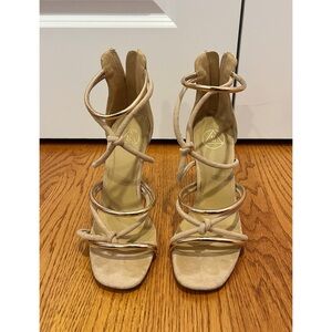 Missguided rose and metallic rose strappy stilettos